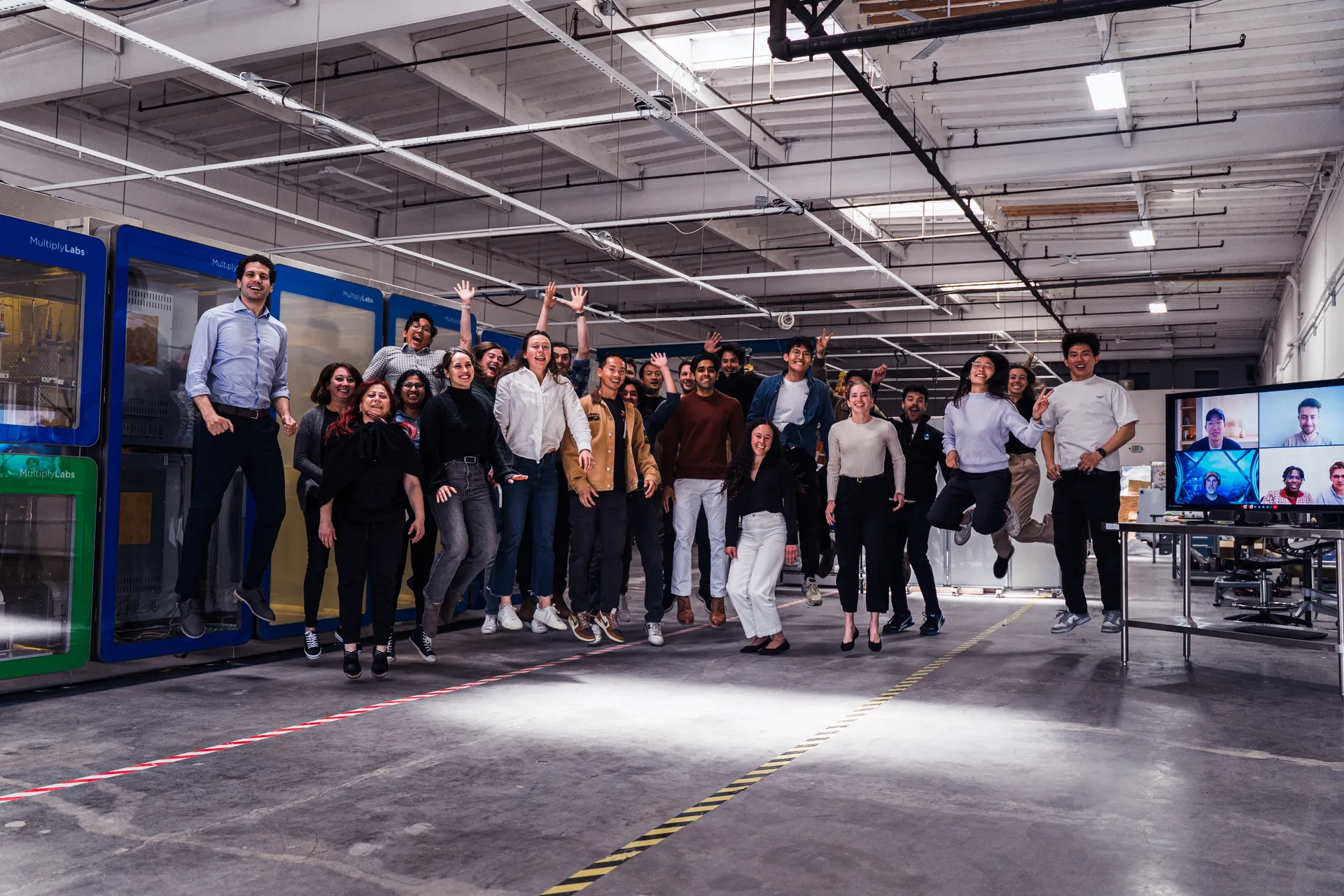 Team working with the robotic cluster