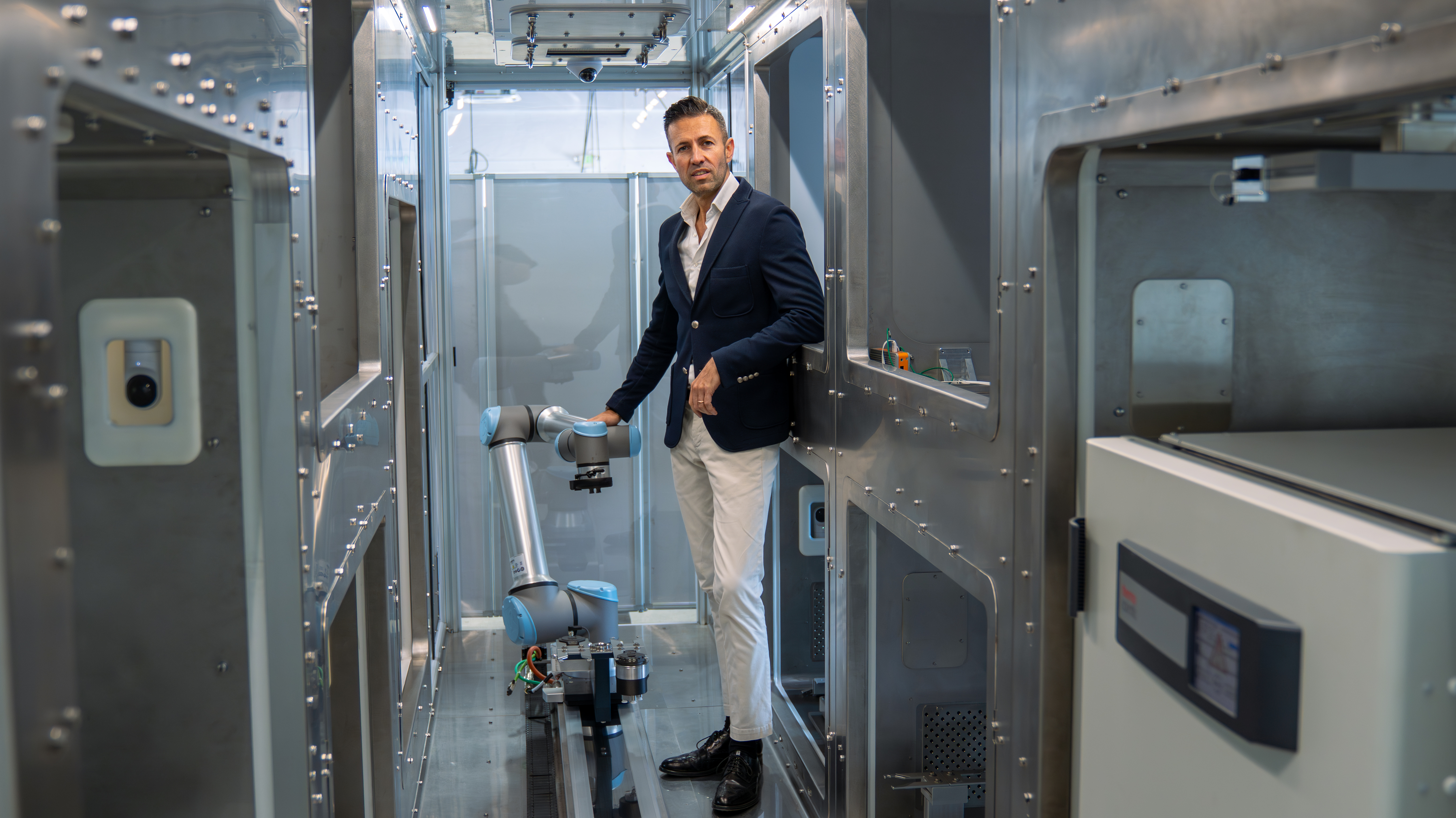 Enrico Antonio Racca, Founding General Manager of Multiply Labs Italia, inside a Multiply Labs robotic cluster